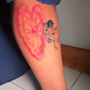 Anime + Pop Culture girl tattoo on Calf by inkbyt0ny on TattMe