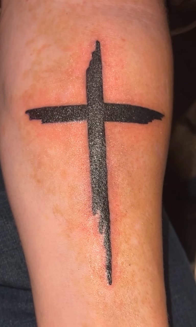 Black-work + Abstract cross tattoo on Forearm by Flip_Ink_LLC on TattMe