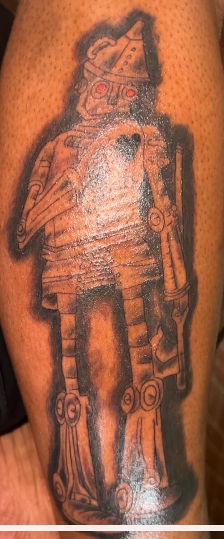 Black & Grey + Illustrative robot tattoo on Calf by Flip_Ink_LLC on TattMe