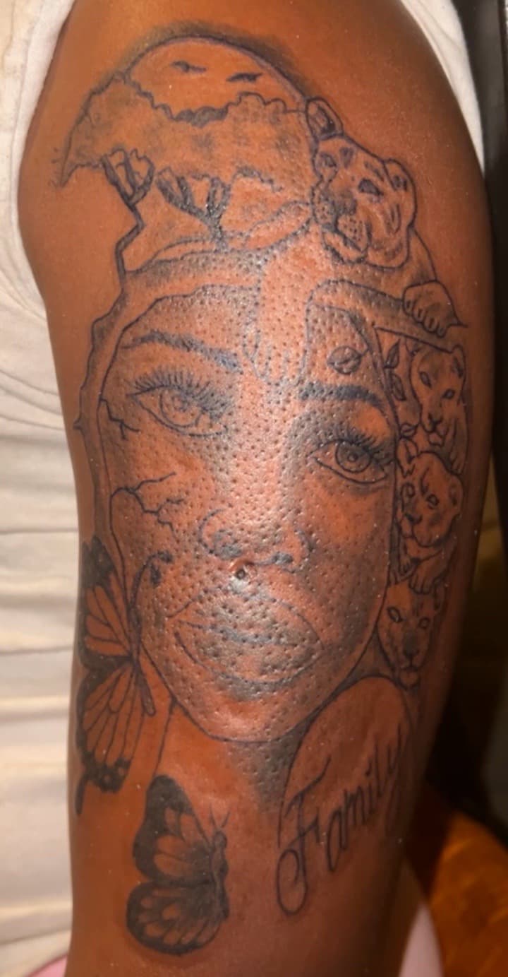 Fine Line + Illustrative woman tattoo on Upper Arm by Flip_Ink_LLC on TattMe