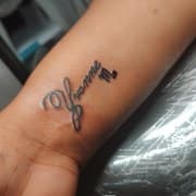 Script + Lettering name tattoo on Wrist by Cakes_Ariana on TattMe