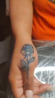 Black & Grey + Floral rose tattoo on Hand by Cakes_Ariana on TattMe