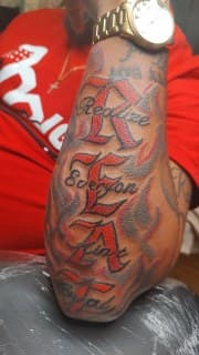 Lettering + Color letters tattoo on Forearm by Cakes_Ariana on TattMe