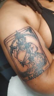 Neo-Traditional + Black & Grey bacchus tattoo on Upper Arm by Cakes_Ariana on TattMe