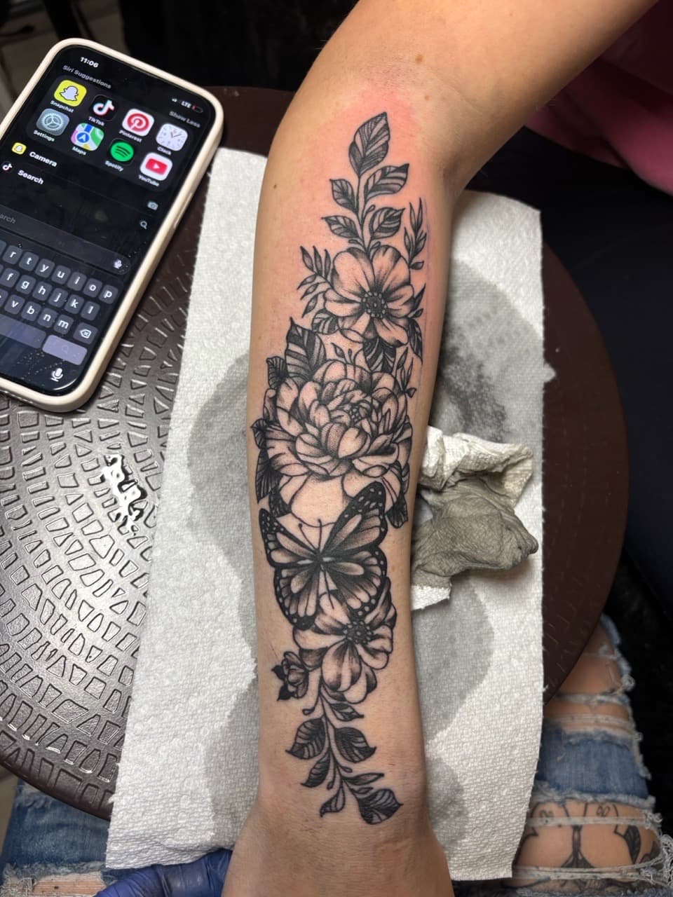 Floral + Black & Grey flowers tattoo on Forearm by TattedbyJayden on TattMe