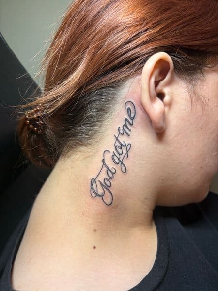 Lettering + Script lettering tattoo on Neck (Side) by TattedbyJayden on TattMe