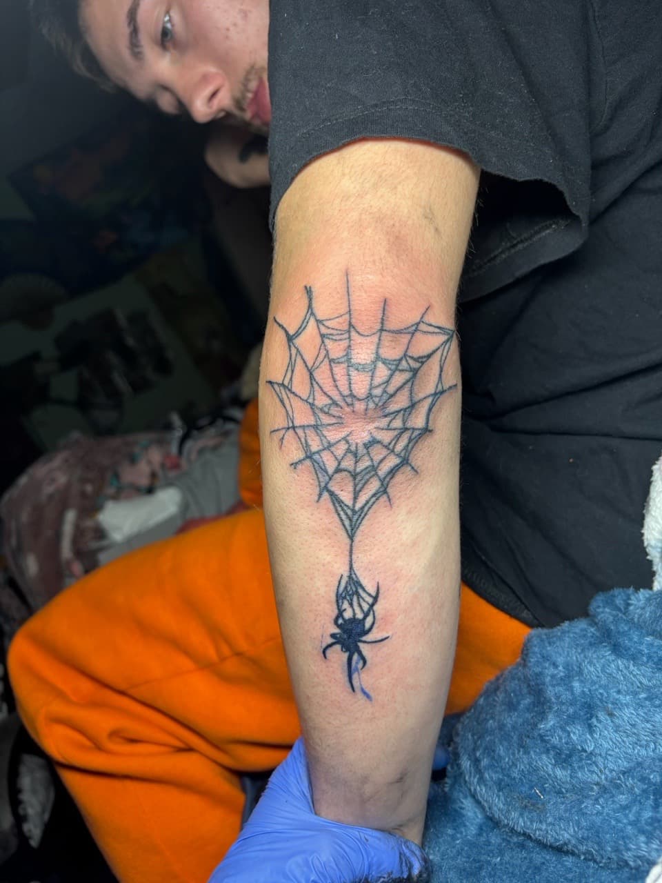Line-work + Black-work spider tattoo on Forearm by TattedbyJayden on TattMe