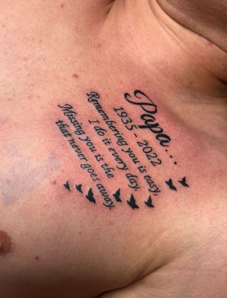Lettering + Script quote tattoo on Chest by TattedbyJayden on TattMe