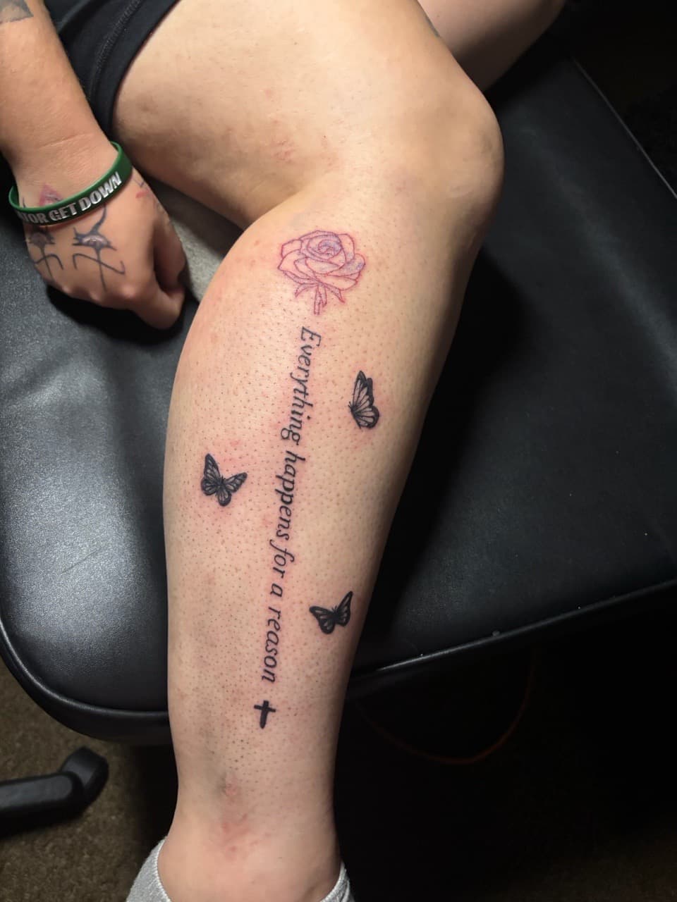 Lettering + Script rose tattoo on Calf by TattedbyJayden on TattMe