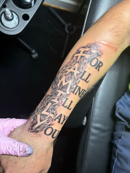 Lettering + Black & Grey lettering tattoo on Forearm by TattedbyJayden on TattMe