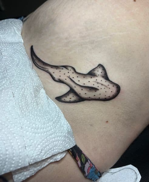Black & Grey + Dot-work whale shark tattoo on Side (Torso) by TattedbyJayden on TattMe
