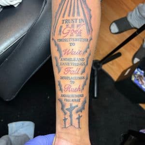 Lettering + Script quote tattoo on Forearm by TattedbyJayden on TattMe
