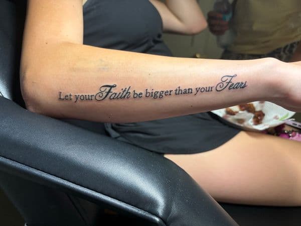 Lettering + Script quote tattoo on Forearm by TattedbyJayden on TattMe