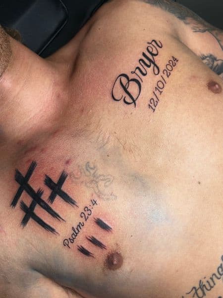 Black-work + Lettering crosses tattoo on Chest by TattedbyJayden on TattMe