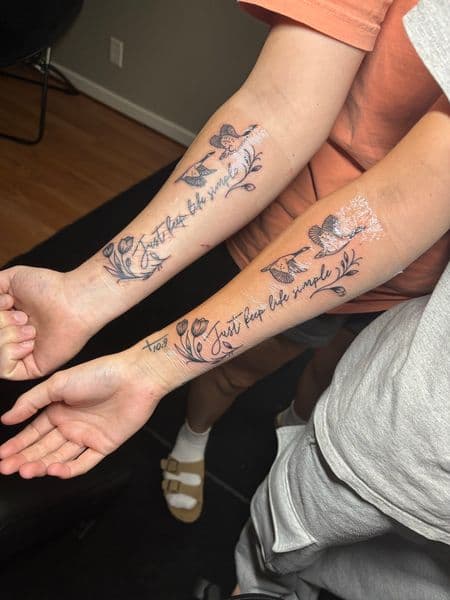 Fine Line + Black-work ducks tattoo on Forearm by TattedbyJayden on TattMe