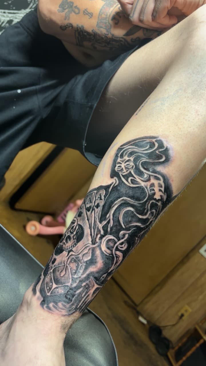 Black & Grey skull tattoo on Forearm by TattedbyJayden on TattMe