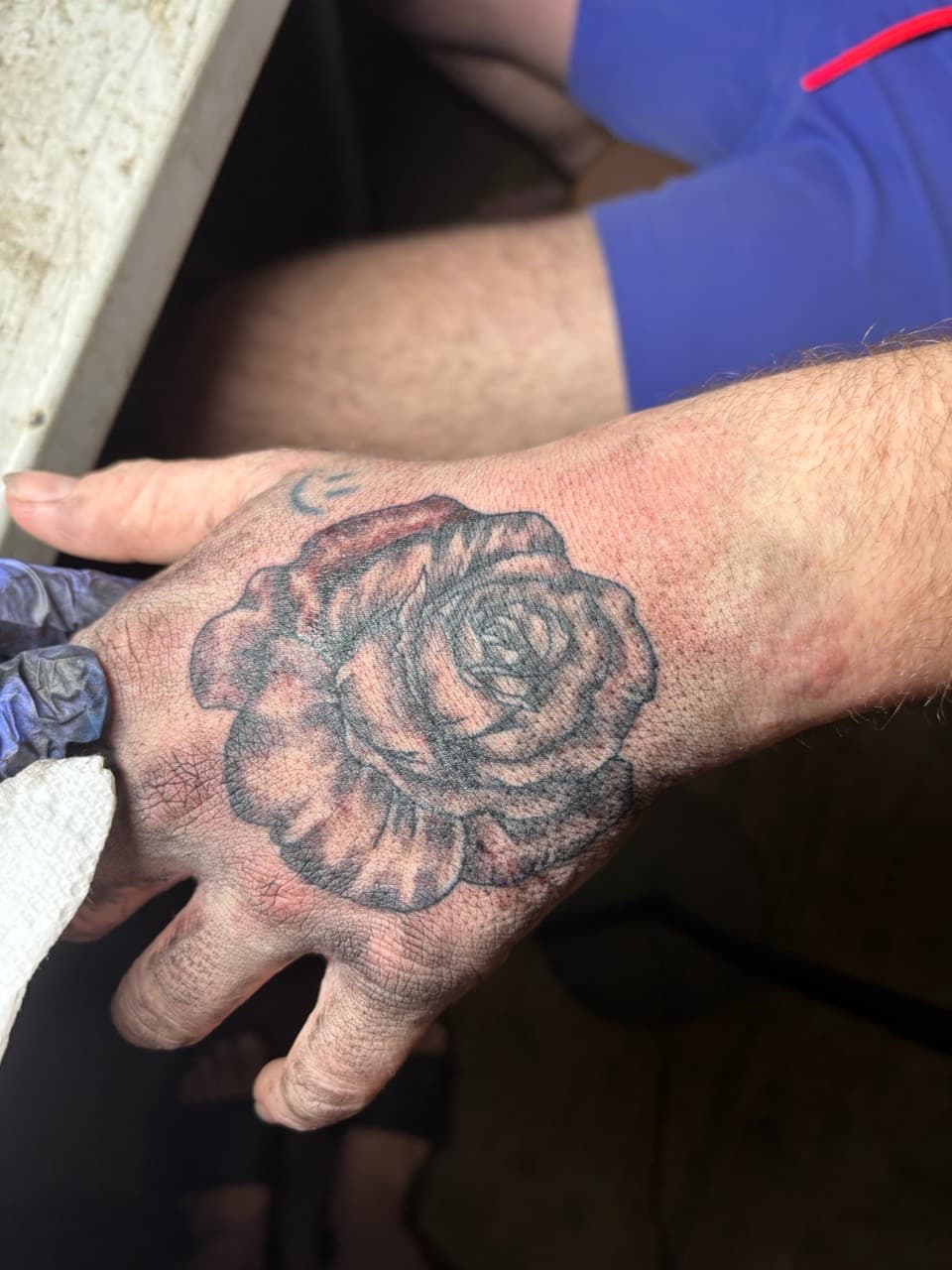 Black & Grey + Floral rose tattoo on Hand by TattedbyJayden on TattMe