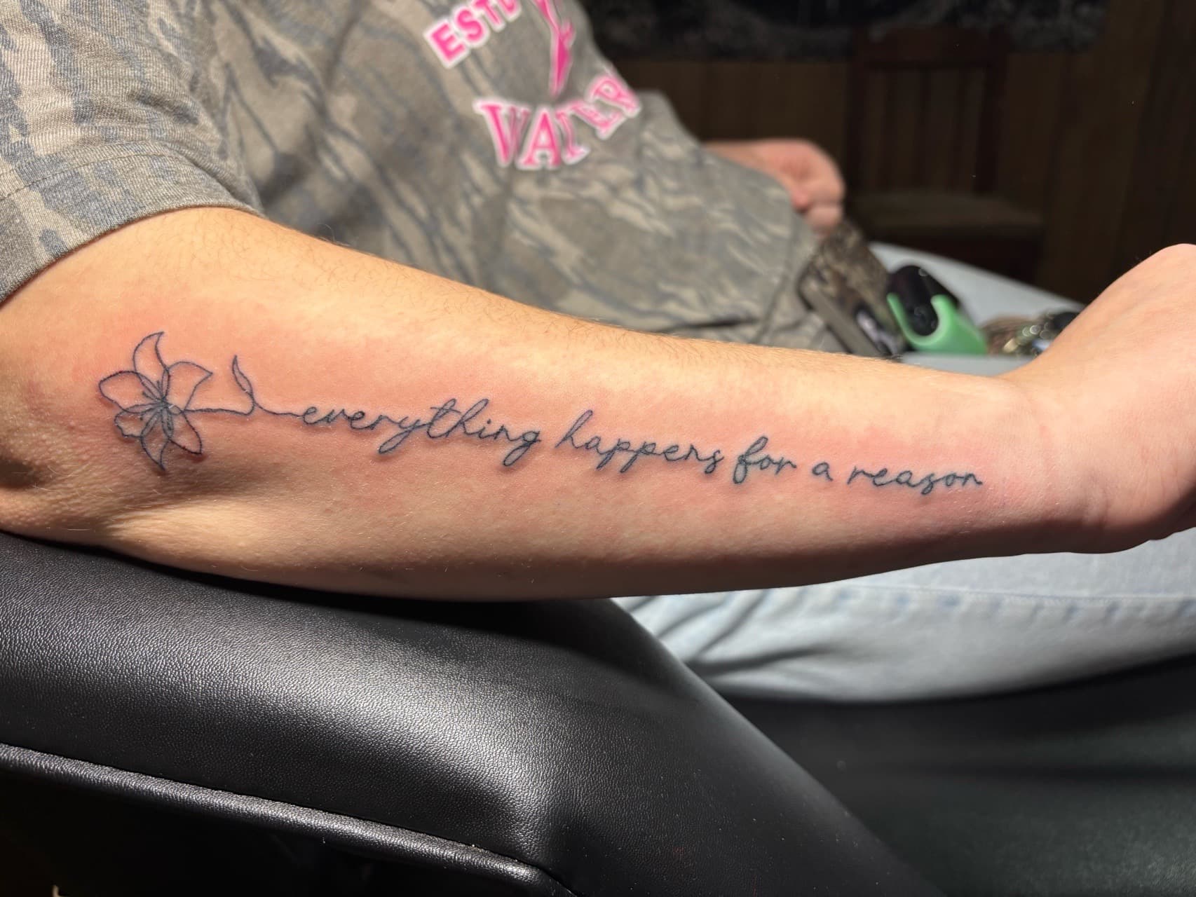 Fine Line + Script flower tattoo on Forearm by TattedbyJayden on TattMe