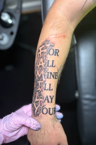 Lettering + Black & Grey lettering tattoo on Forearm by TattedbyJayden on TattMe