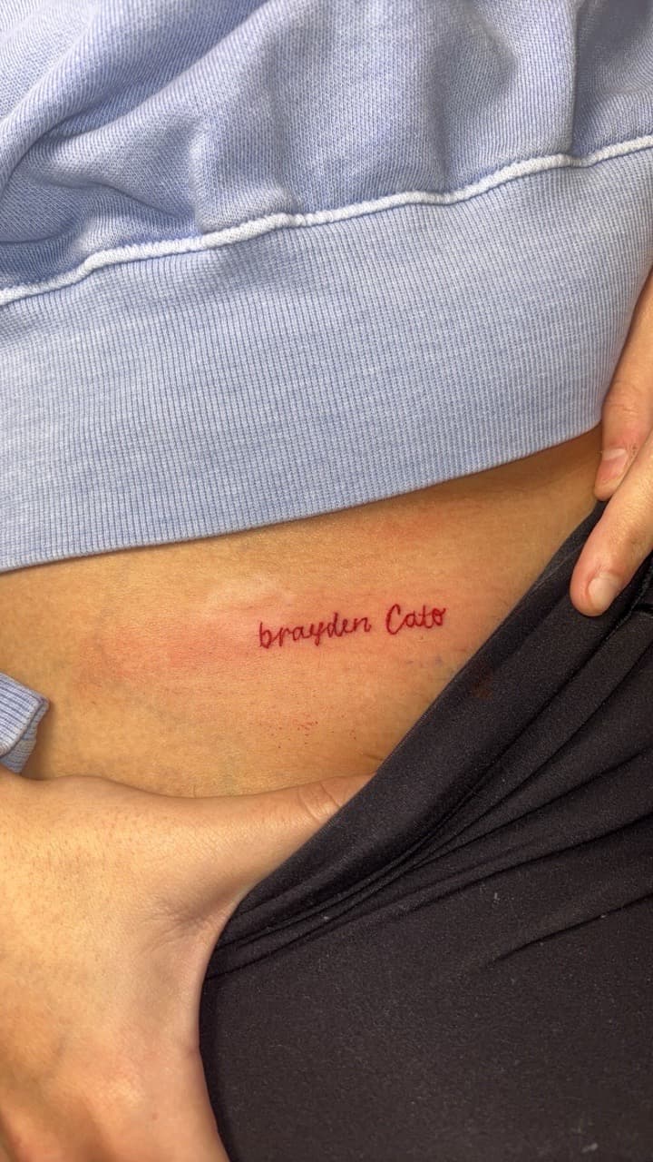 Lettering + Script name tattoo on Hip by TattedbyJayden on TattMe