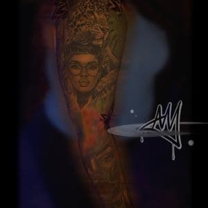 Cover-Ups + Black & Grey woman snake galaxy mandala Sagittarius mountain tattoo on Full Sleeve by Ayem.ink on TattMe