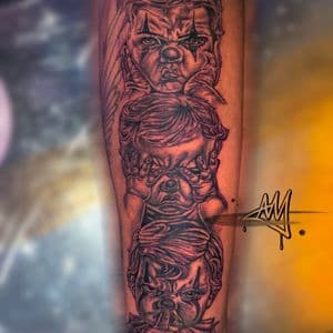 Chicano + Black & Grey cherub baby hear see speak no evil tattoo on Forearm by Ayem.ink on TattMe