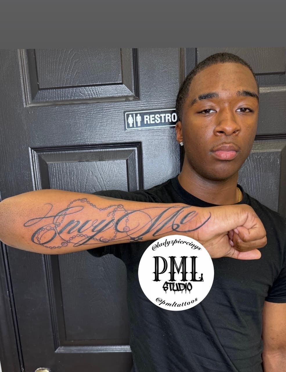 Lettering + Script chain tattoo on Forearm by Ladyzpiercings on TattMe