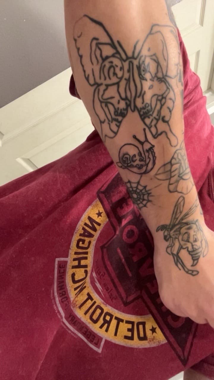 Line-work + Black-work butterflies tattoo on Forearm by Sang_Mythos_Tattoo on TattMe