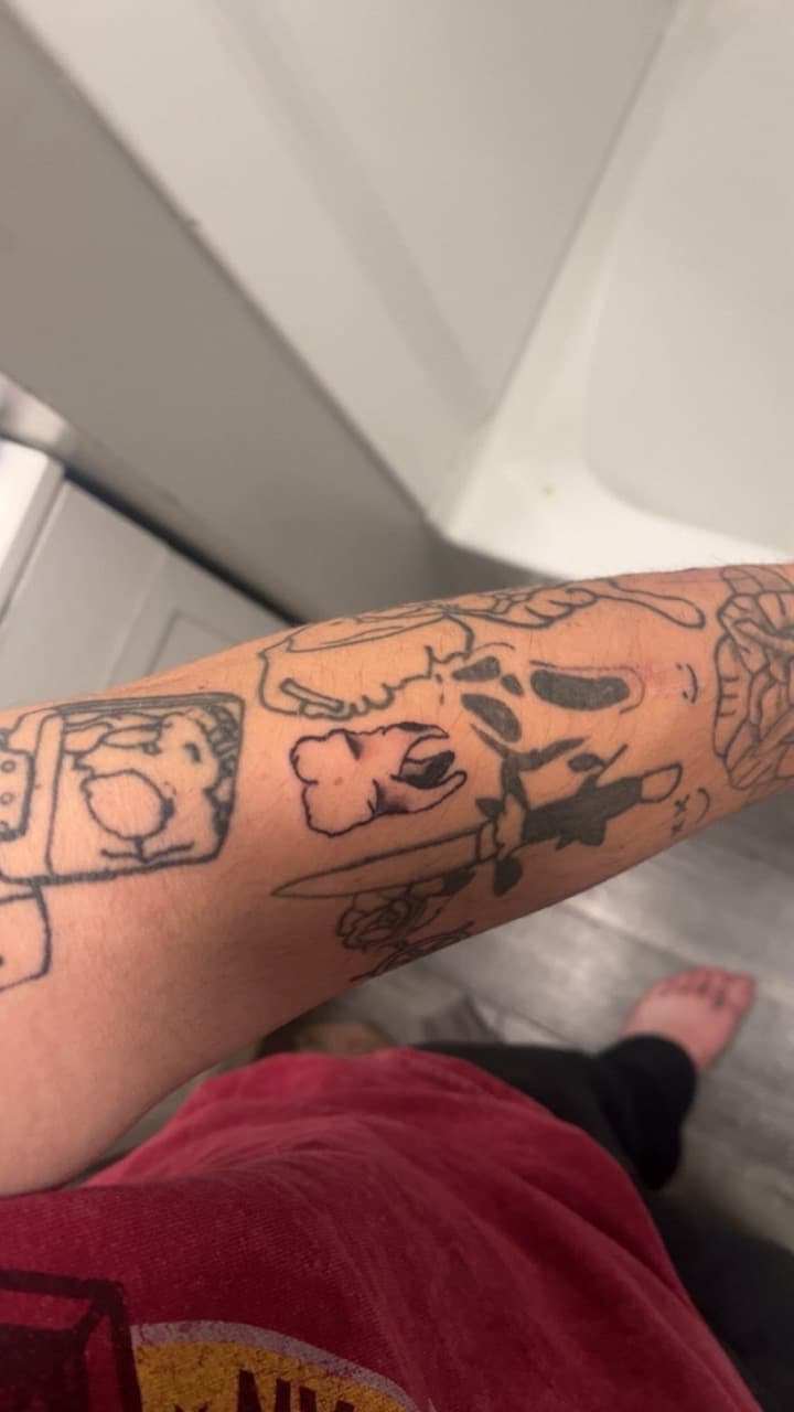 Black-work + Line-work tooth tattoo on Forearm by Sang_Mythos_Tattoo on TattMe