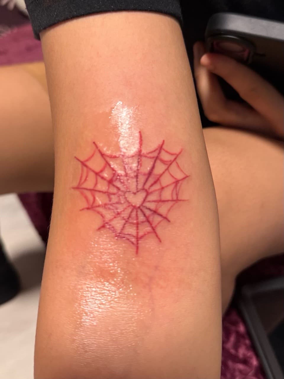 Fine Line + Line-work spider web tattoo on Forearm by Tattedbykai on TattMe
