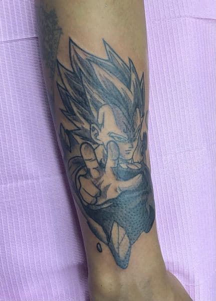Pop Culture + Anime vegeta tattoo on Forearm by MissRitaBaby_Tattoos on TattMe