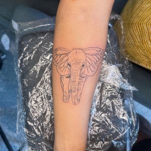 Line-work elephant tattoo on Forearm by g4.inkz on TattMe
