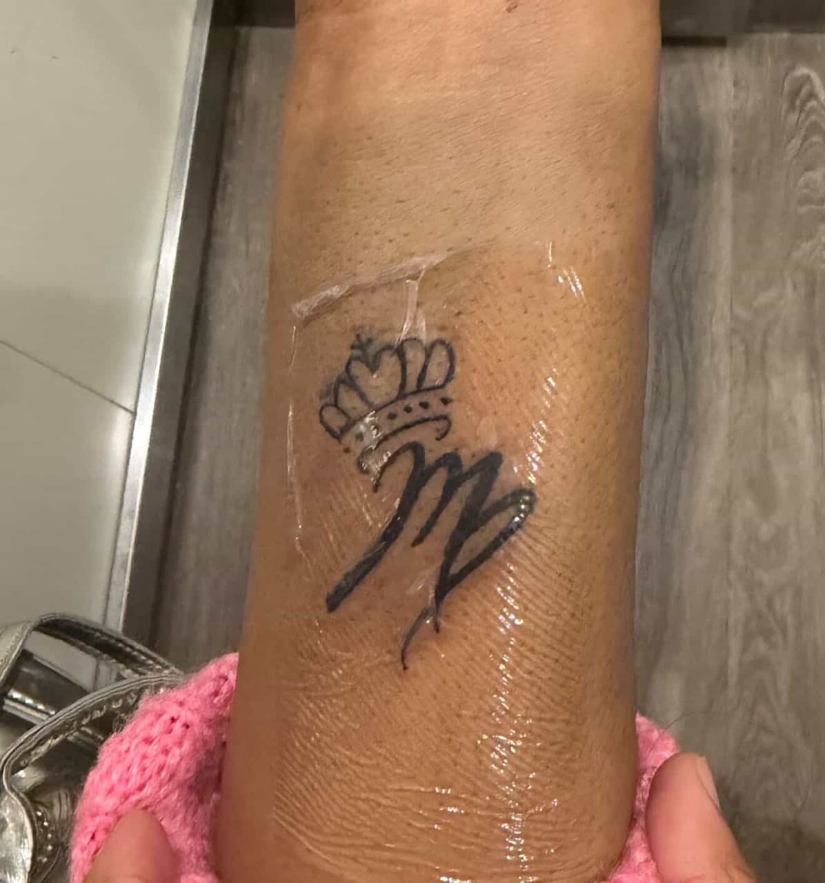 Line-work + Lettering crown tattoo on Forearm by g4.inkz on TattMe