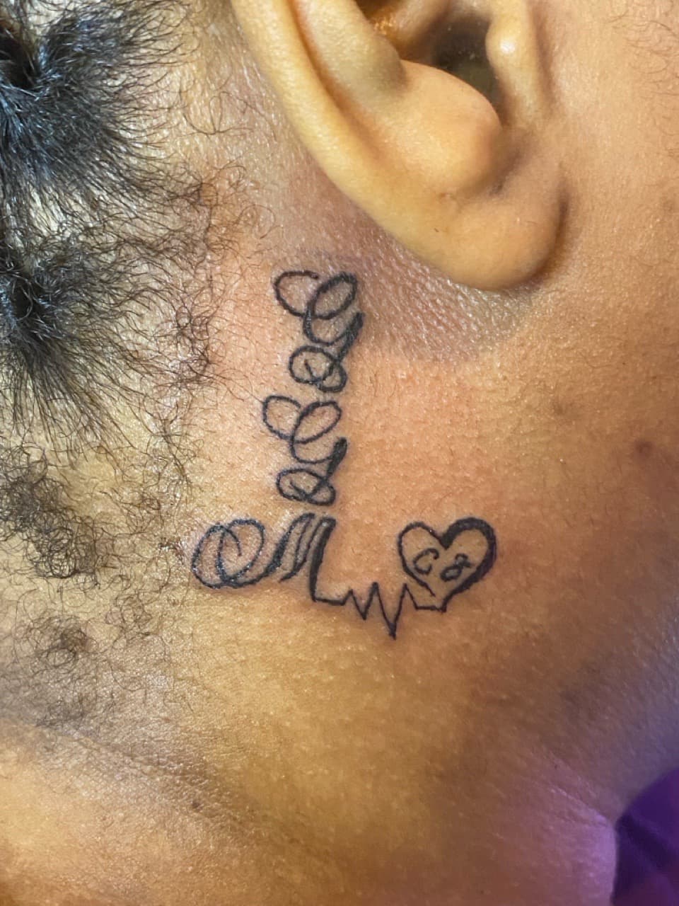 Lettering + Script letters tattoo on Behind Ear by Braedan_Sterling on TattMe