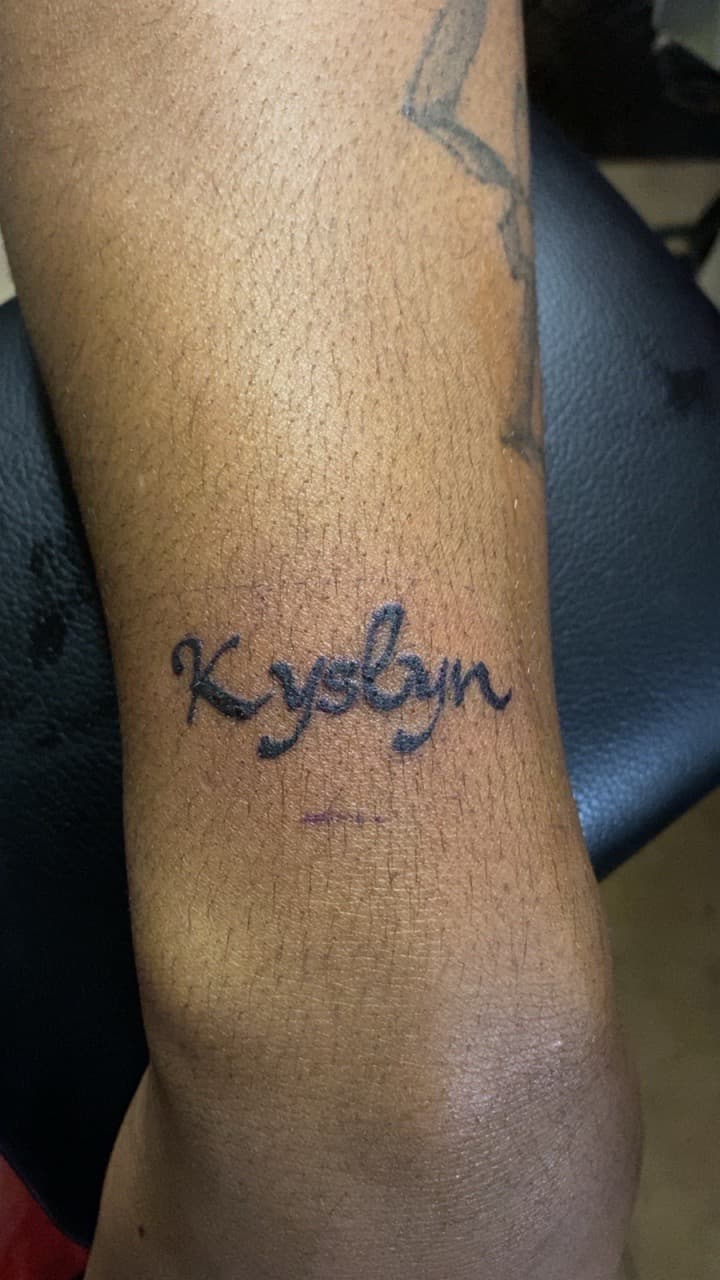 Lettering + Script name tattoo on Wrist by Braedan_Sterling on TattMe