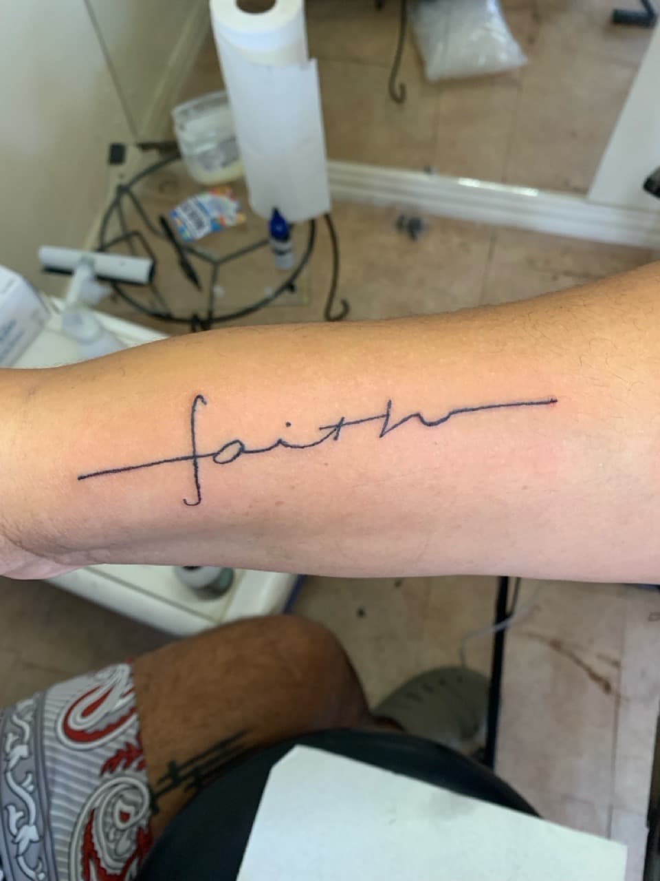 Lettering + Script faith tattoo on Forearm by Braedan_Sterling on TattMe