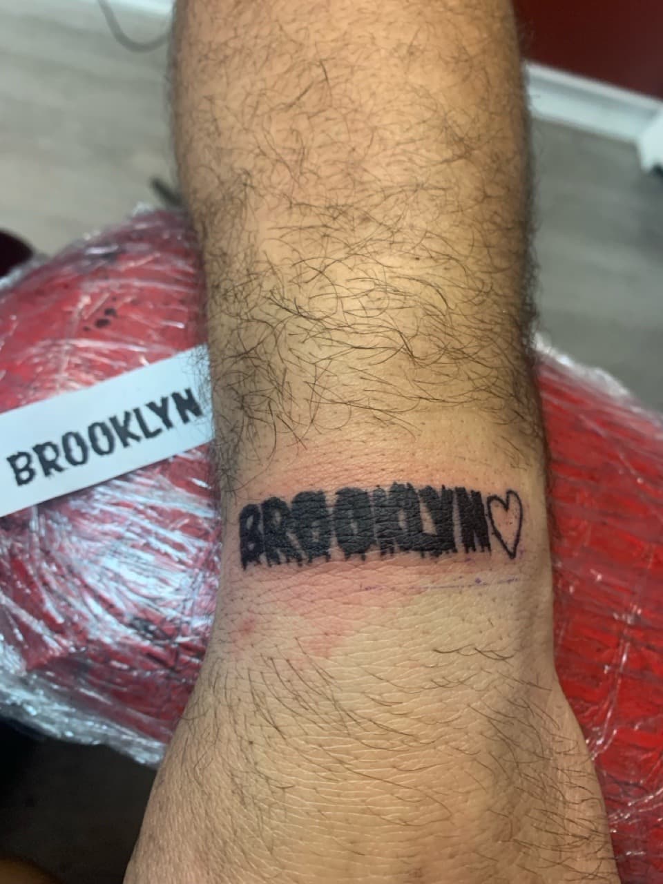 Lettering + Black-work brooklyn tattoo on Wrist by Braedan_Sterling on TattMe