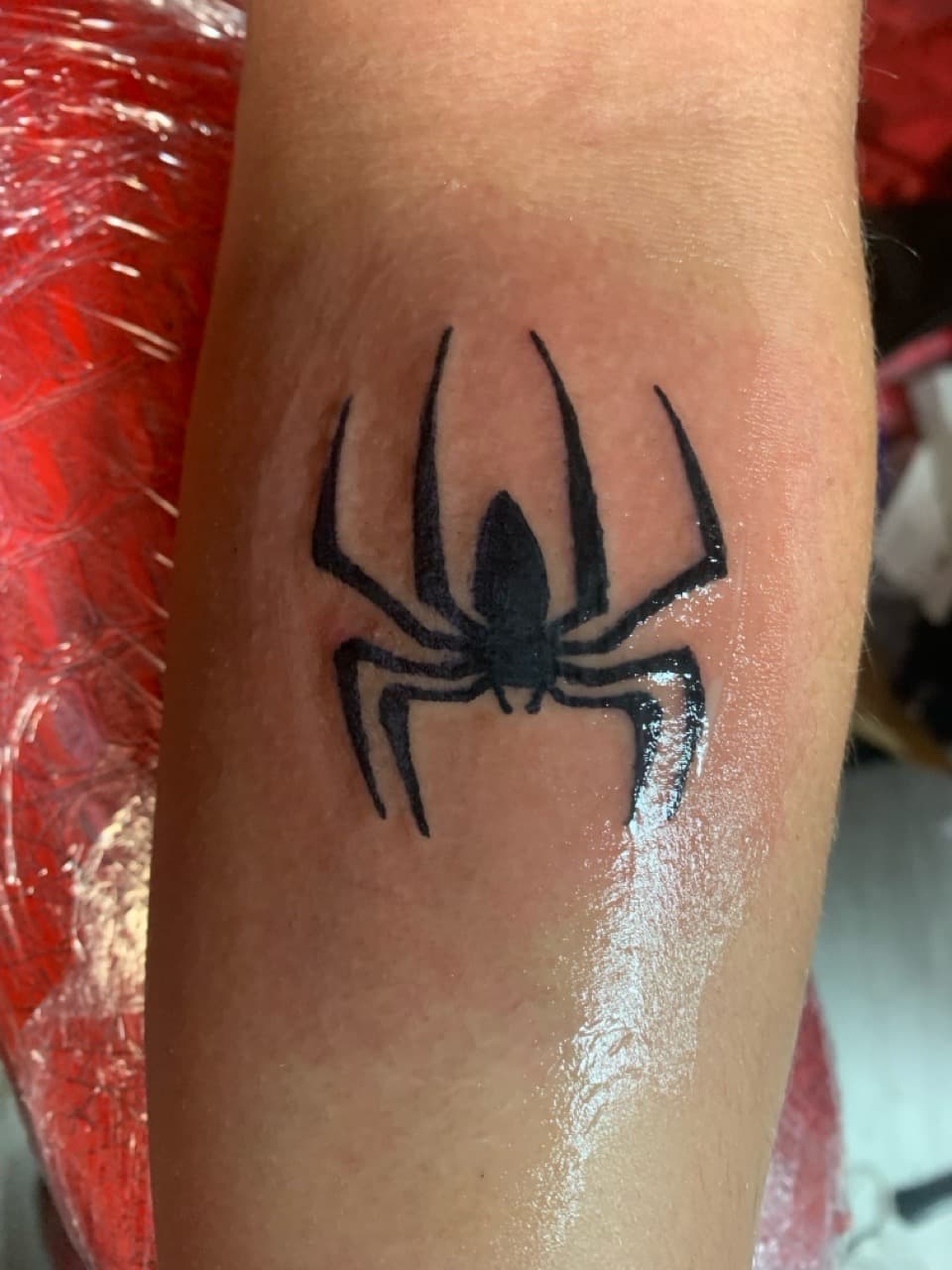 Black-work + Minimalist spider tattoo on Forearm by Braedan_Sterling on TattMe