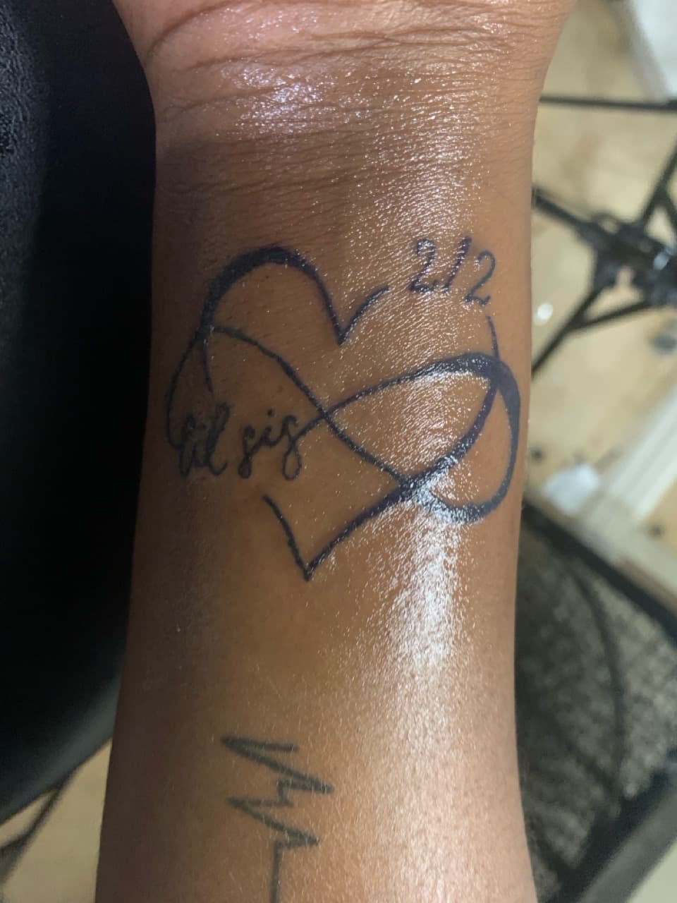 Line-work + Minimalist heart tattoo on Wrist by Braedan_Sterling on TattMe