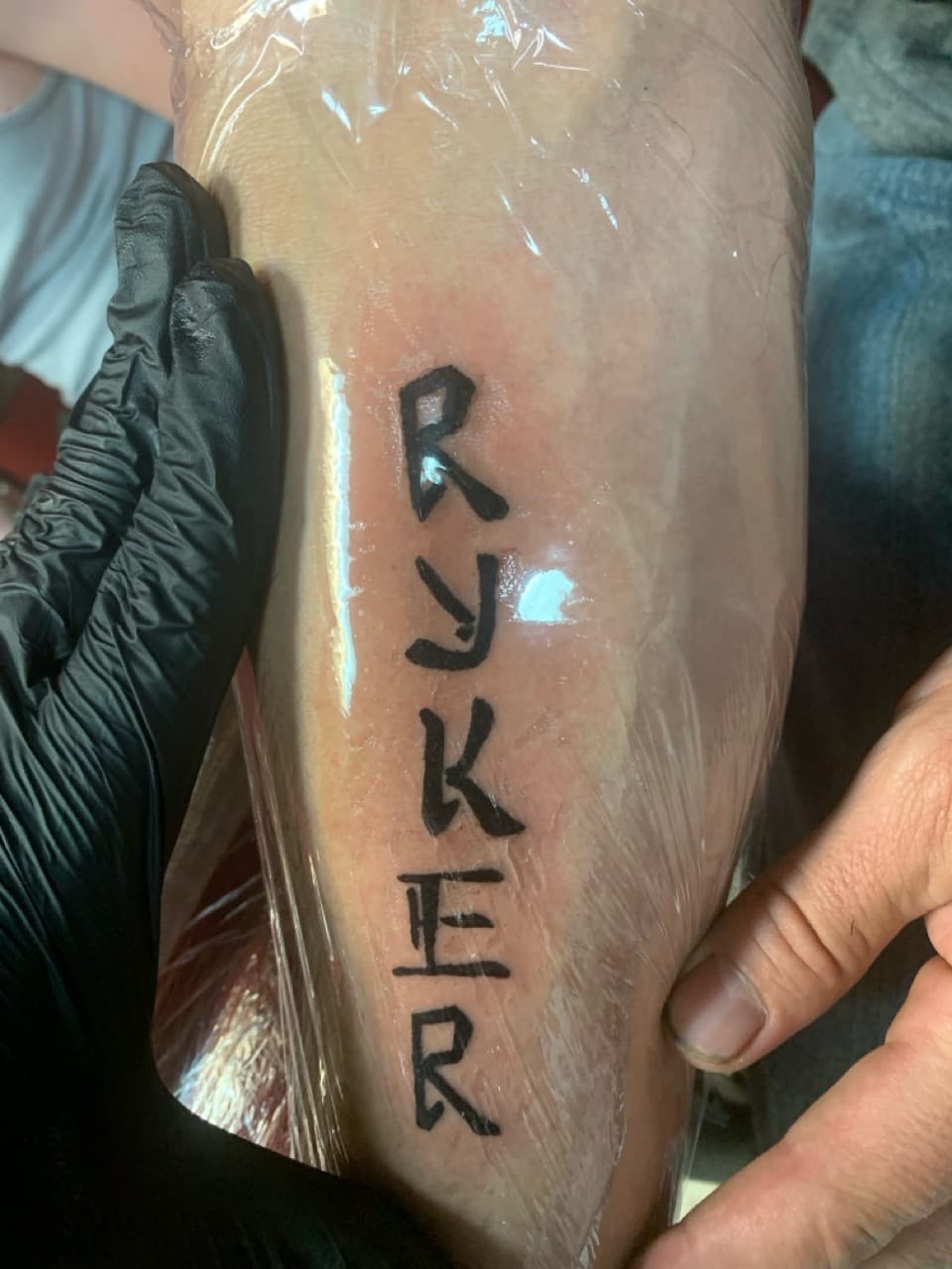 Lettering + Black-work name tattoo on Forearm by Braedan_Sterling on TattMe