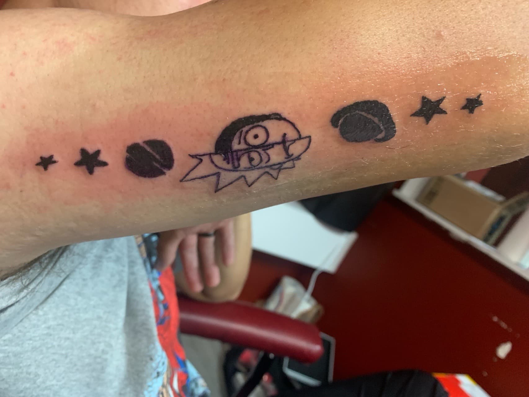 Black-work + Cartoon stars tattoo on Forearm by Braedan_Sterling on TattMe