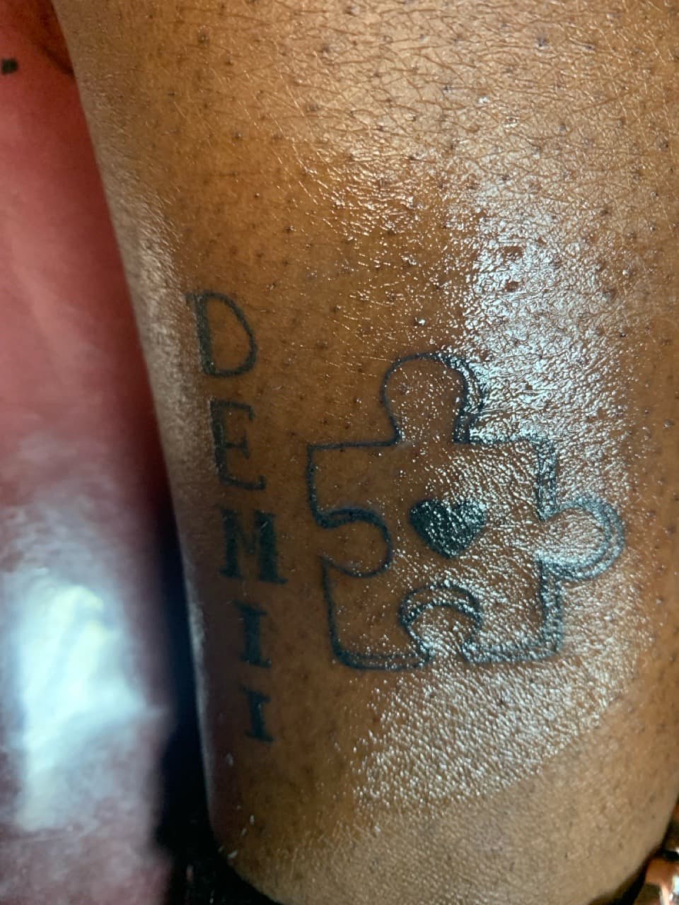 Lettering + Fine Line puzzle piece tattoo on Forearm by Braedan_Sterling on TattMe
