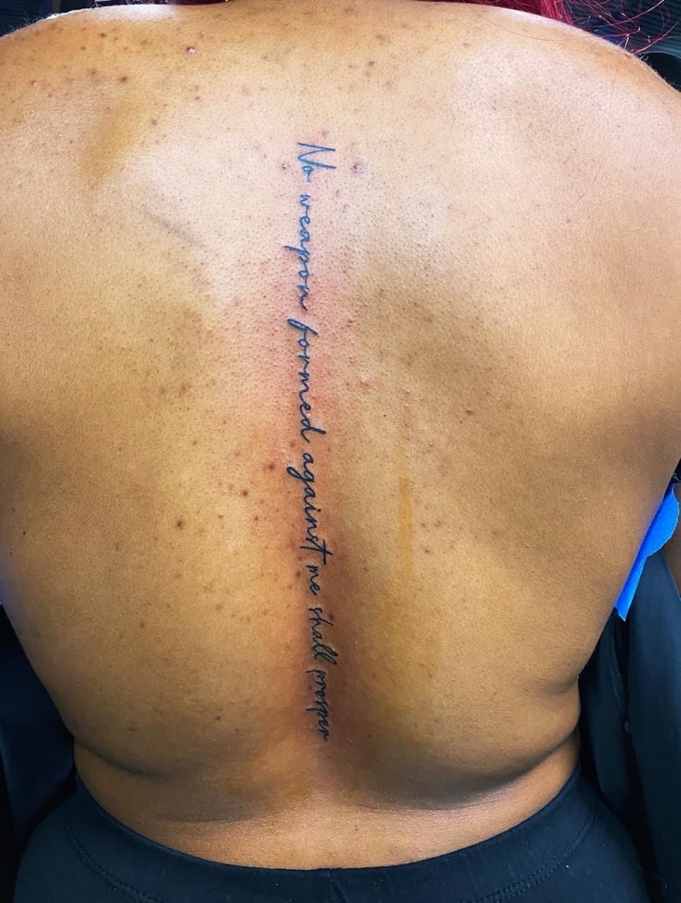 Lettering + Script words tattoo on Spine by Fishscale_Images on TattMe