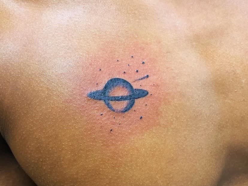 Fine Line + Minimalist planet tattoo on Shoulder by Fishscale_Images on TattMe