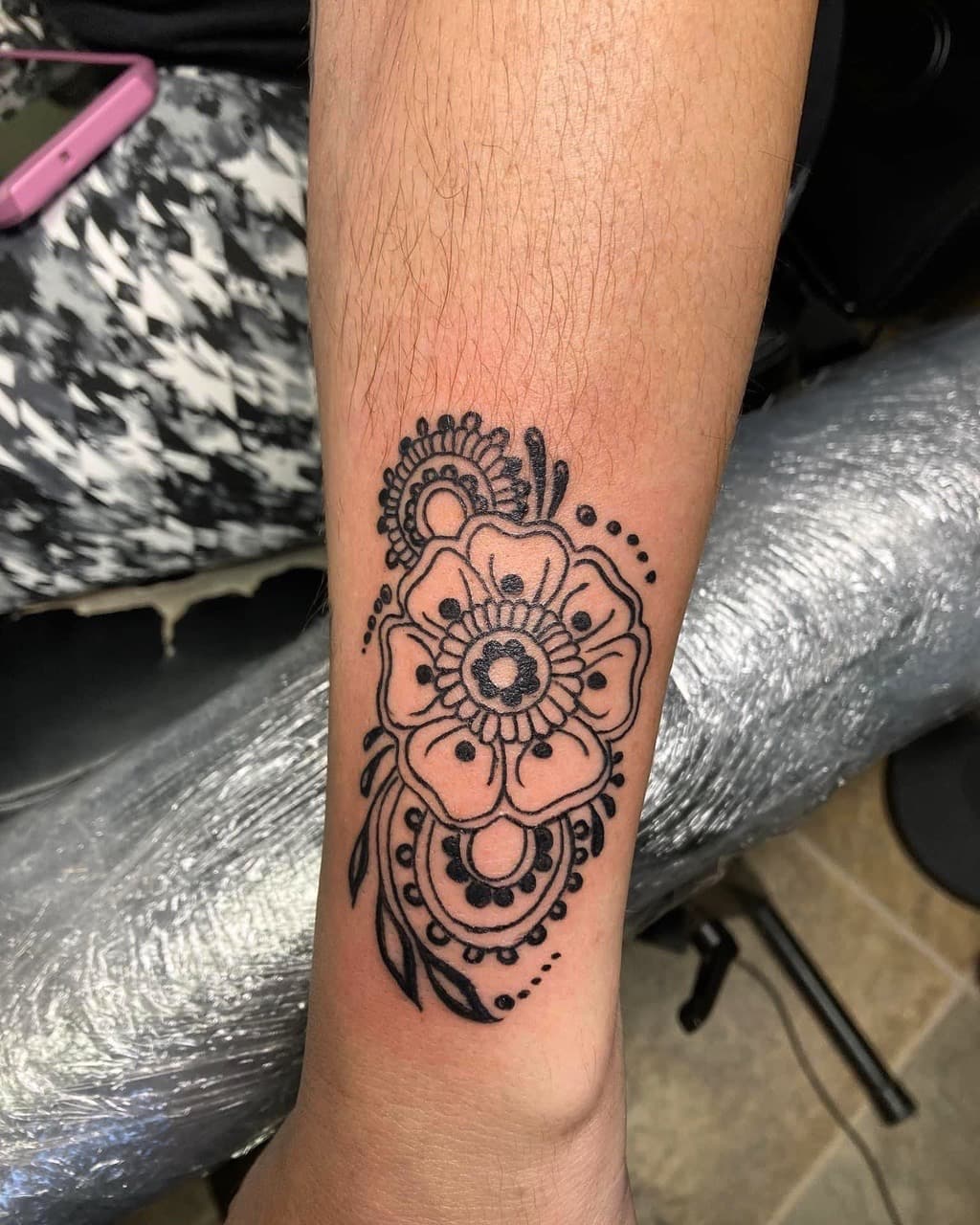 Mandala + Floral flower tattoo on Forearm by Fishscale_Images on TattMe