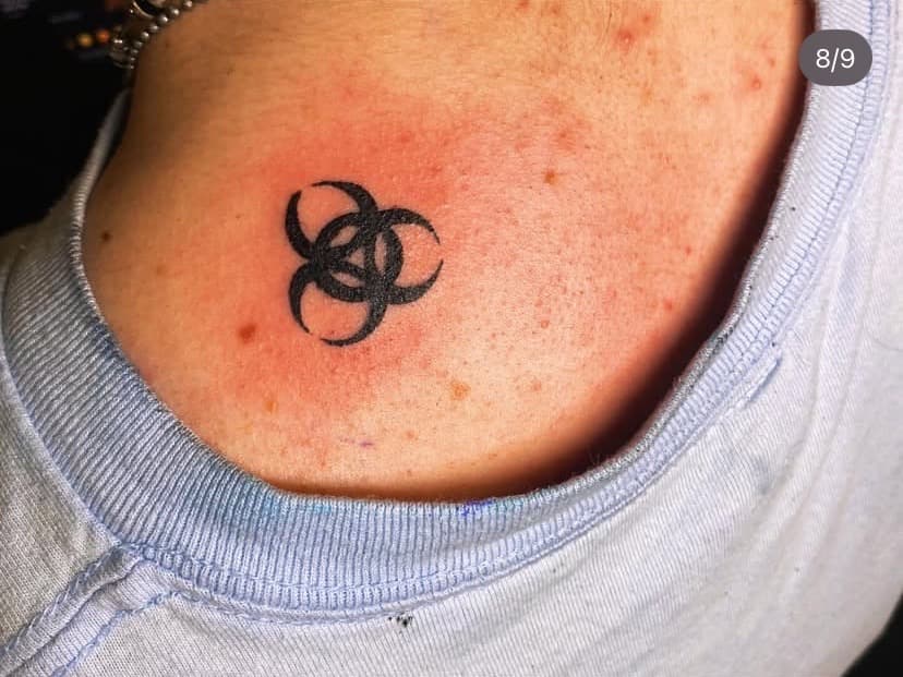 Black-work + Minimalist crescents tattoo on Shoulder by Fishscale_Images on TattMe