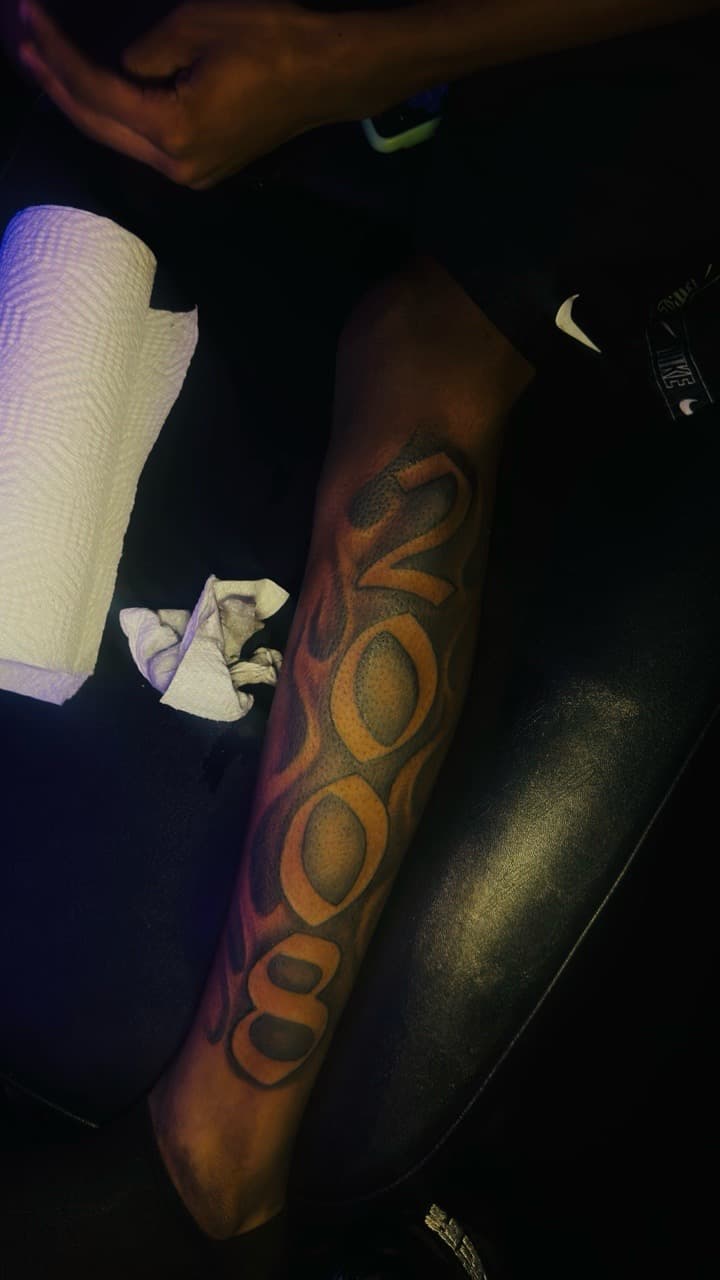 Black & Grey + Lettering numbers tattoo on Forearm by CorieTheArtist on TattMe