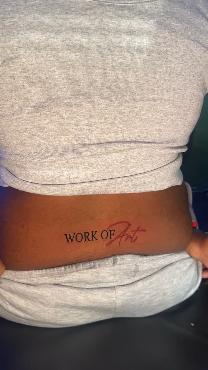 Lettering + Script quote tattoo on Lower Back by CorieTheArtist on TattMe
