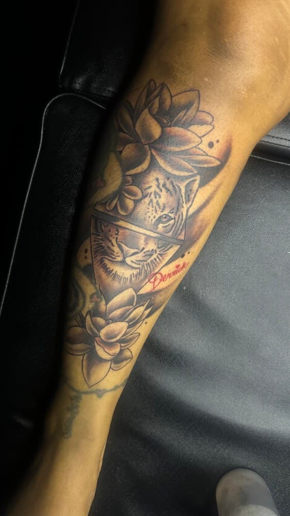 Black & Grey + Illustrative leopard tattoo on Calf by CorieTheArtist on TattMe