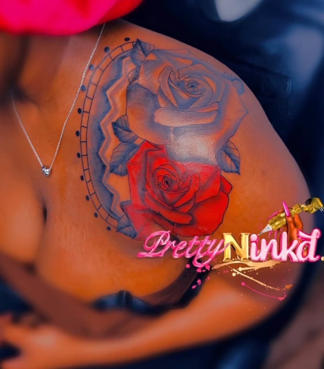 Floral + Color roses tattoo on Shoulder by Inkd_Up_PMitch on TattMe